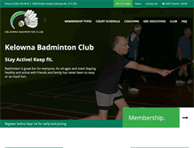 Tablet Screenshot of kelownabadminton.ca